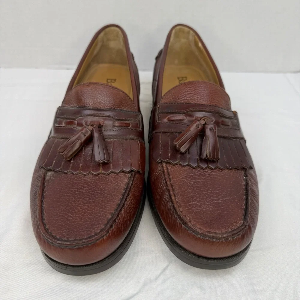 Bass Tyler Mens Brown Pebbled Leather Kiltie Tassel Loafers Size 13M